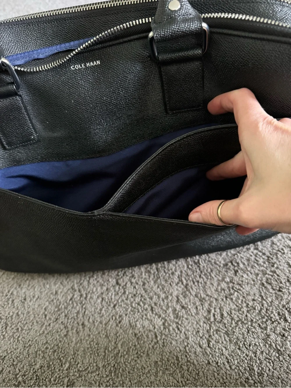 Cole Haan American Airlines Saffiano leather flight travel tote attache bag